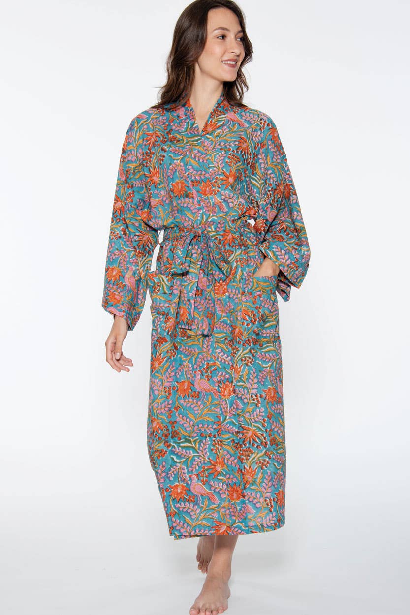 Reva Block Print Kimono Robes