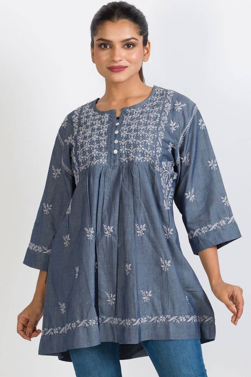 Tarika Silver Chambray Tunic