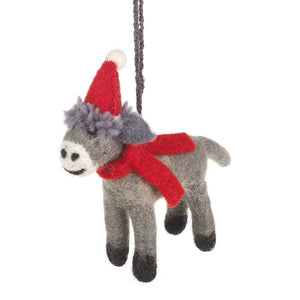Handmade Felt Christmas Donkey Ornament