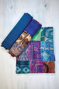 Silk Sari Kantha Throws