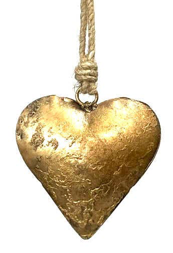 Single Hanging Iron Heart - Gold 2.5"