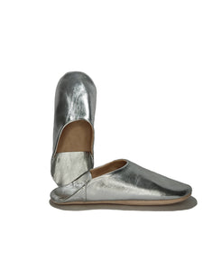 Womens Moroccan Babouche Slippers Handmade Silver