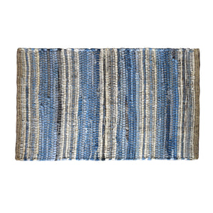 Indigo Recycled Denim & Leather Rug