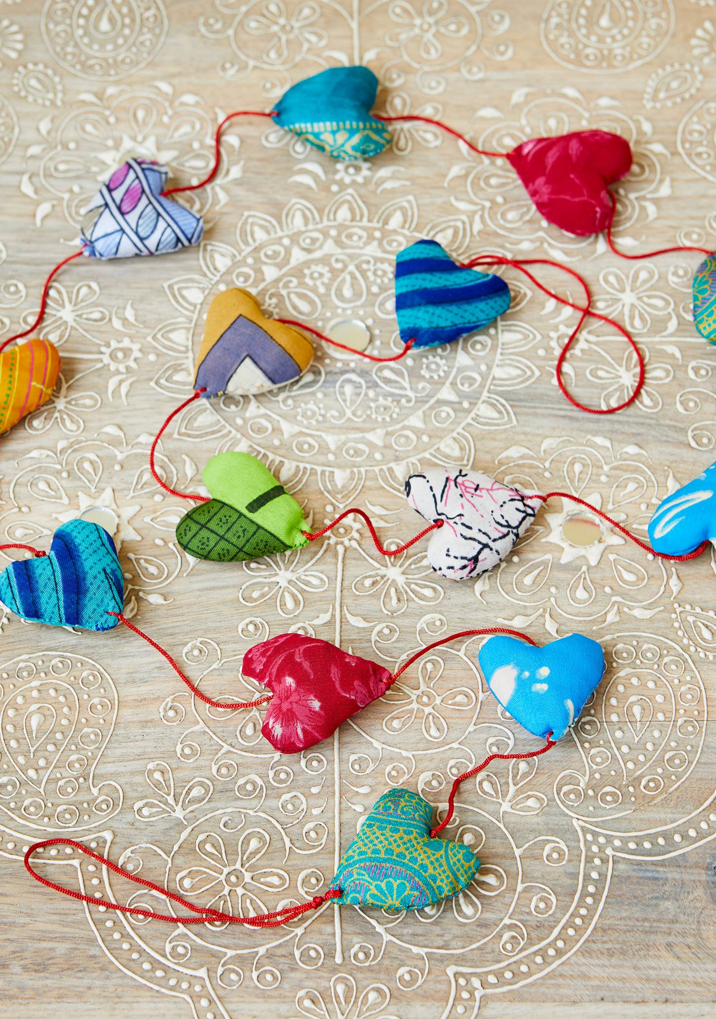 Recycled Sari Garland - Hearts