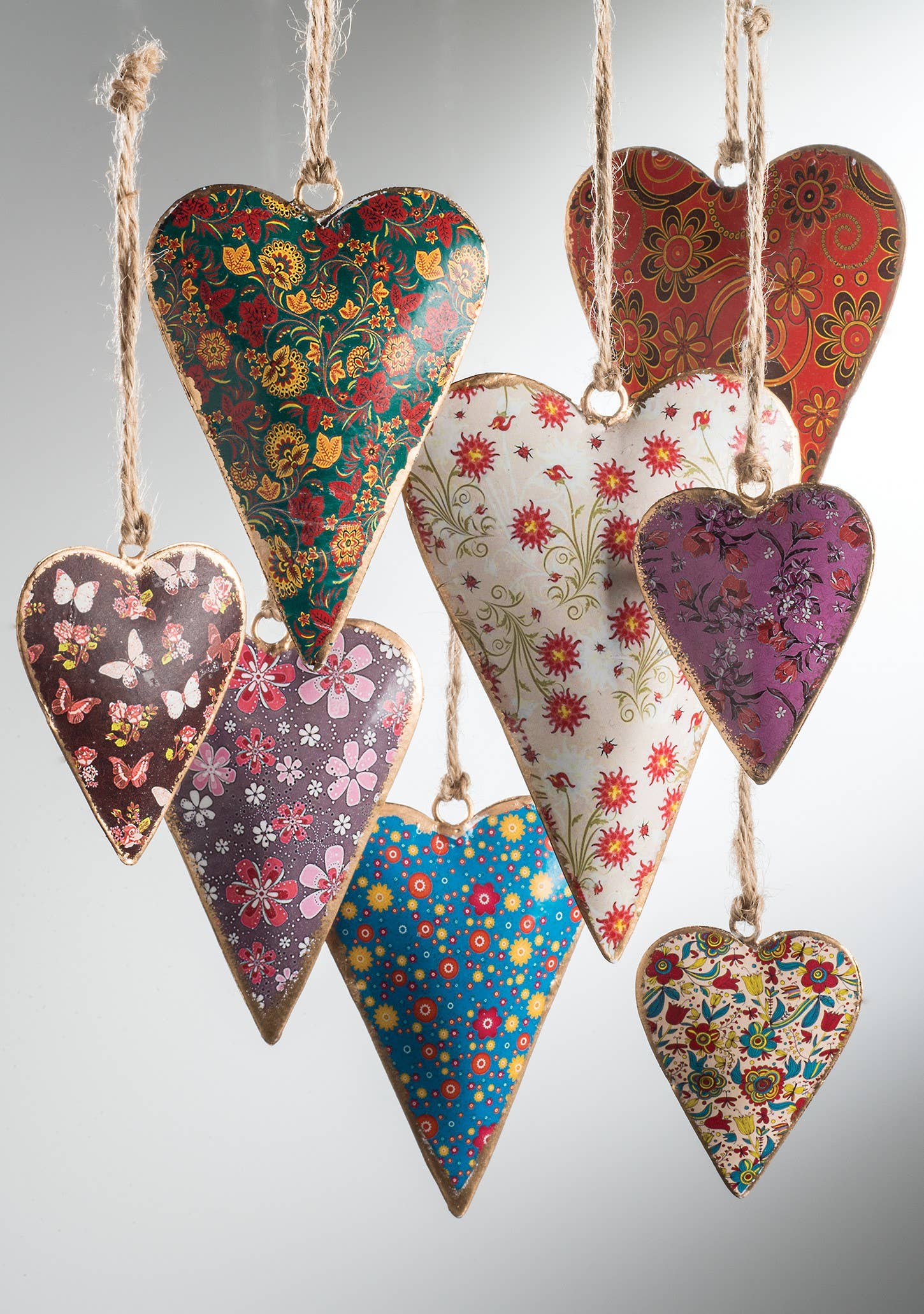 Floral Design Kashmiri Metal Hanging Heart- Medium