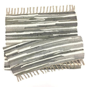Upcycled Cotton Rag Rug 2x3 - Light Grey