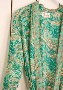 Green Floral Paisley Kimono/dressing Gown