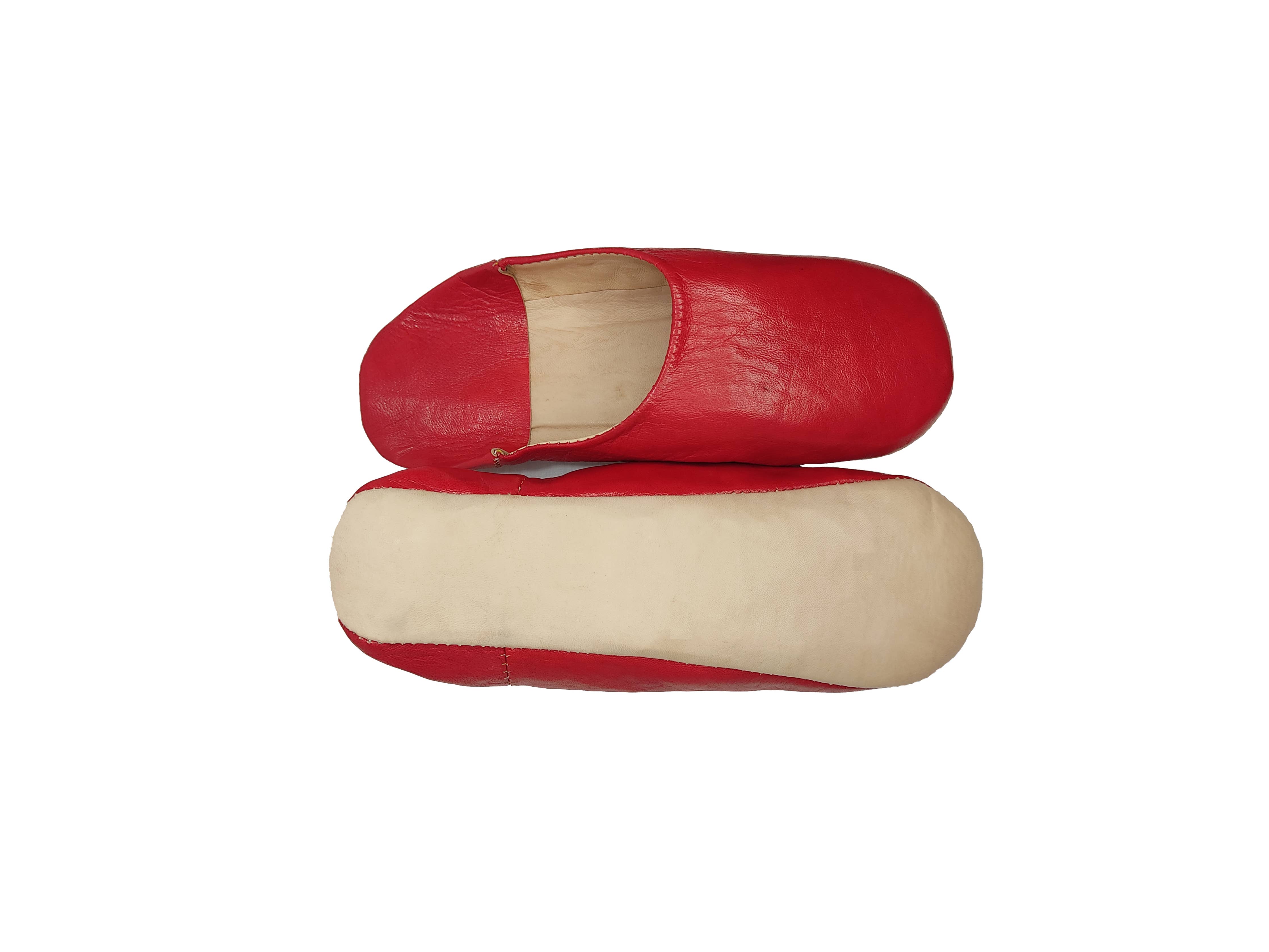 Womens Moroccan Babouche Slippers Handmade Red