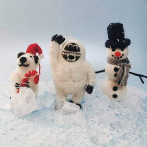 Handmade Felt Yeti Biodegradable Ornament