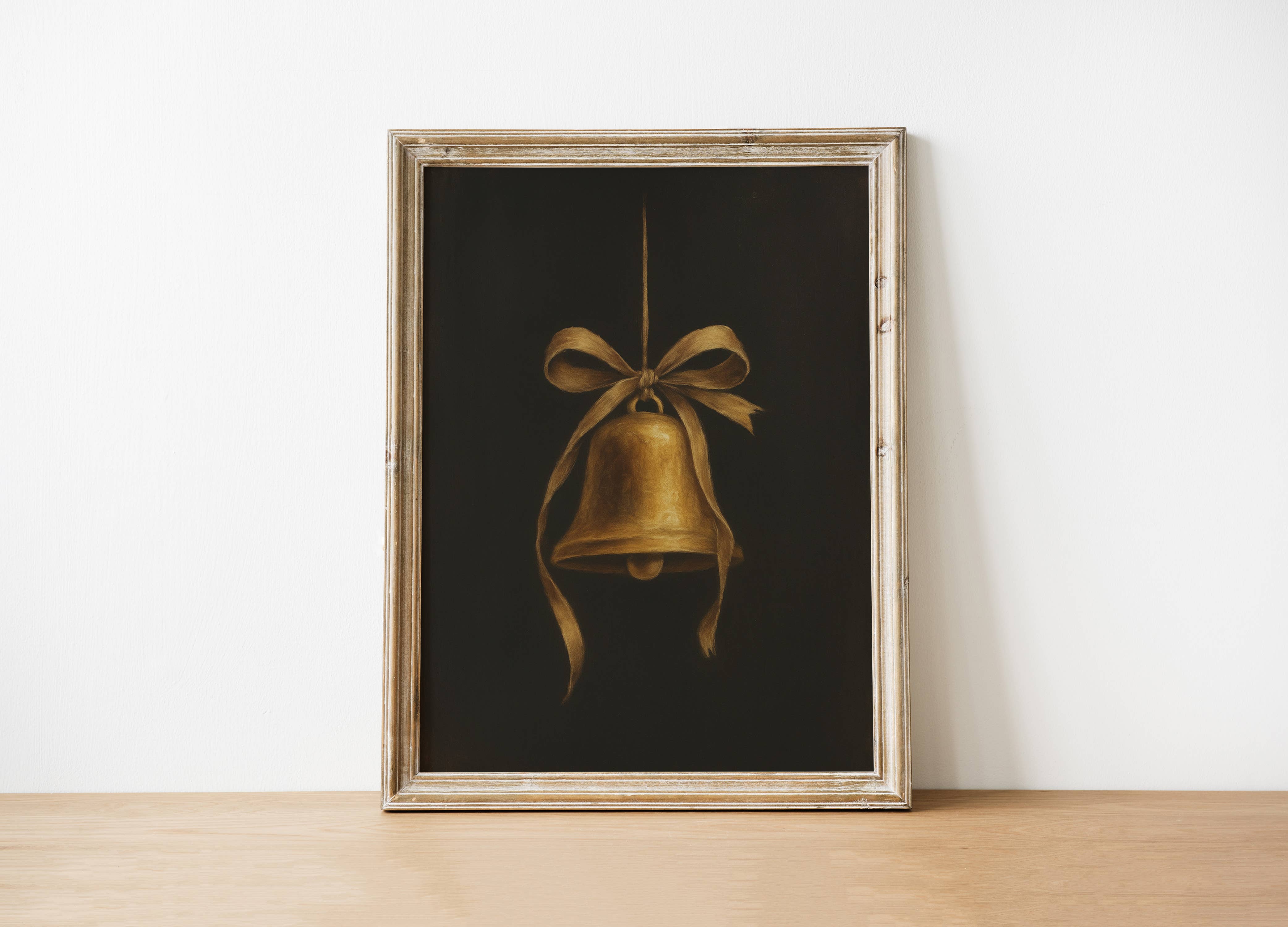 Gold Bell Holiday Art Print 11 x 14