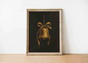 Gold Bell Holiday Art Print 11 x 14