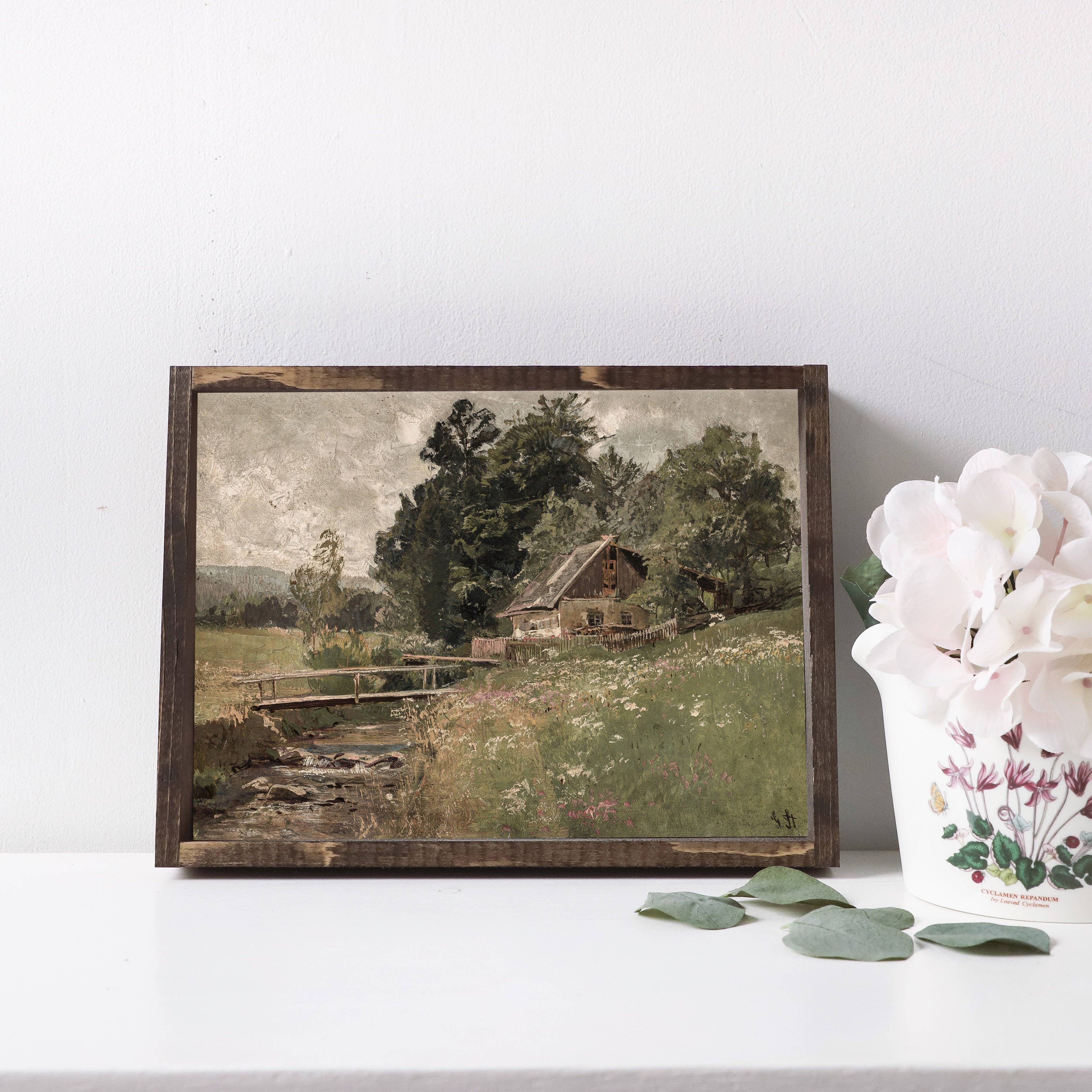Vintage Green Landscape 13 x 9