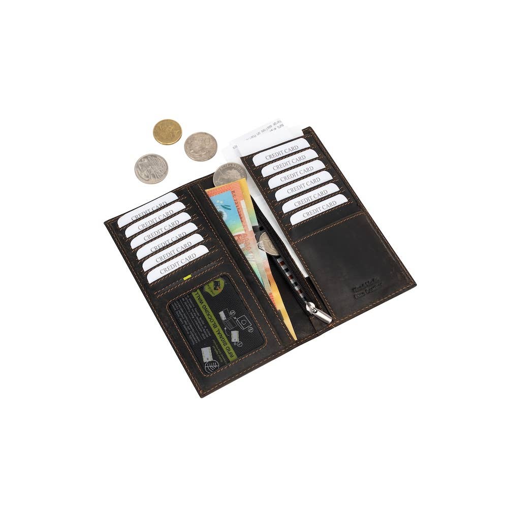 Ladies’ Long Leather Wallet Monroei. Brown