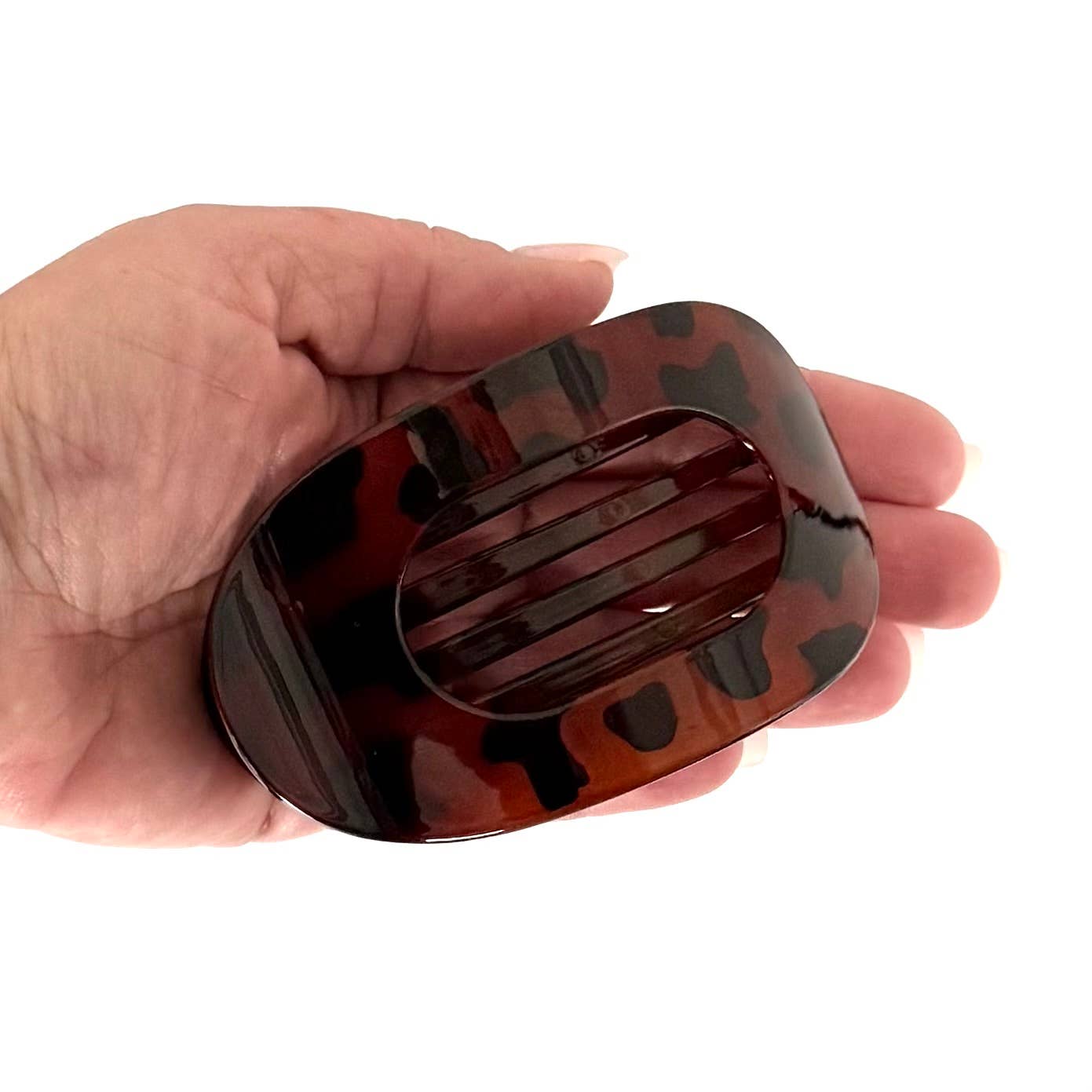 Flat Oval Hair Clip Accessory Dark Animal Print Hair Claw