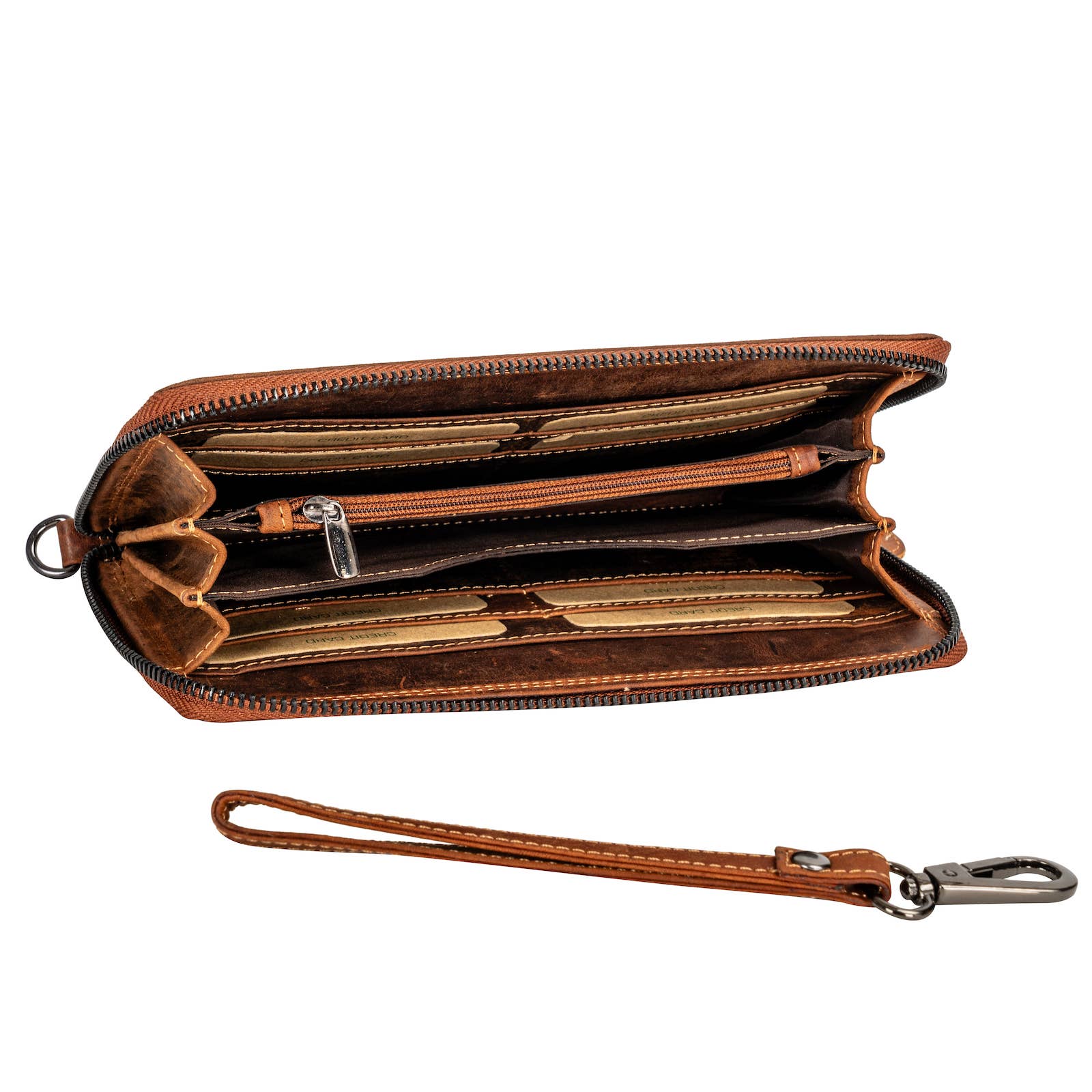 Leather Wallet with Wristlet strap