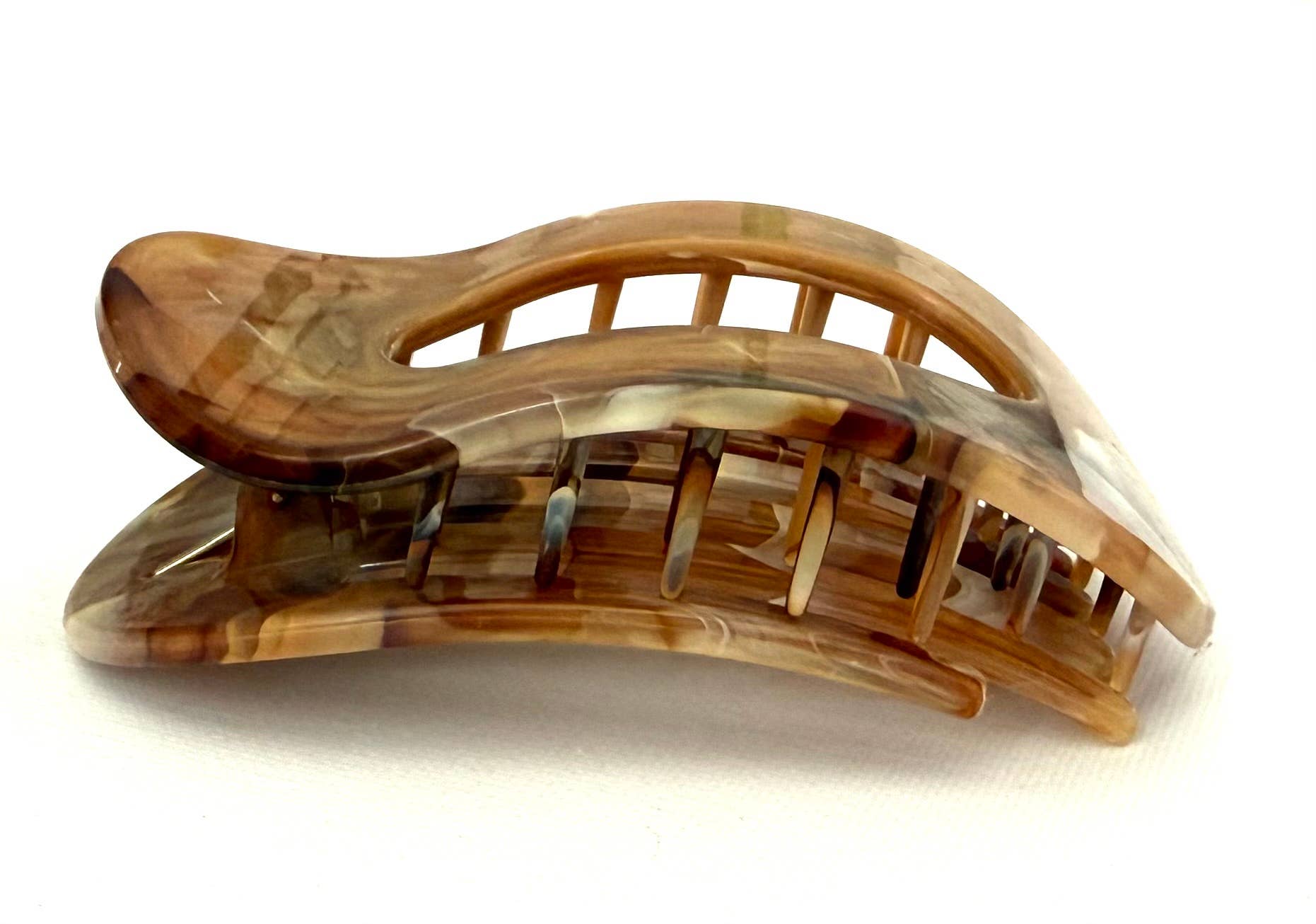 Flat Oval Hair Clip Accessory Brown Marble Hair Claw