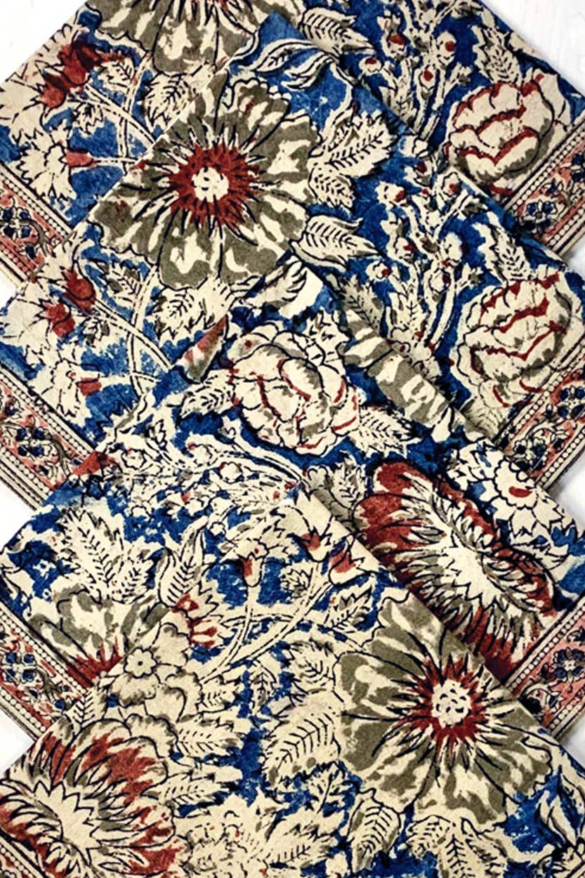 Rose & Navy Kalamkari Napkin Set