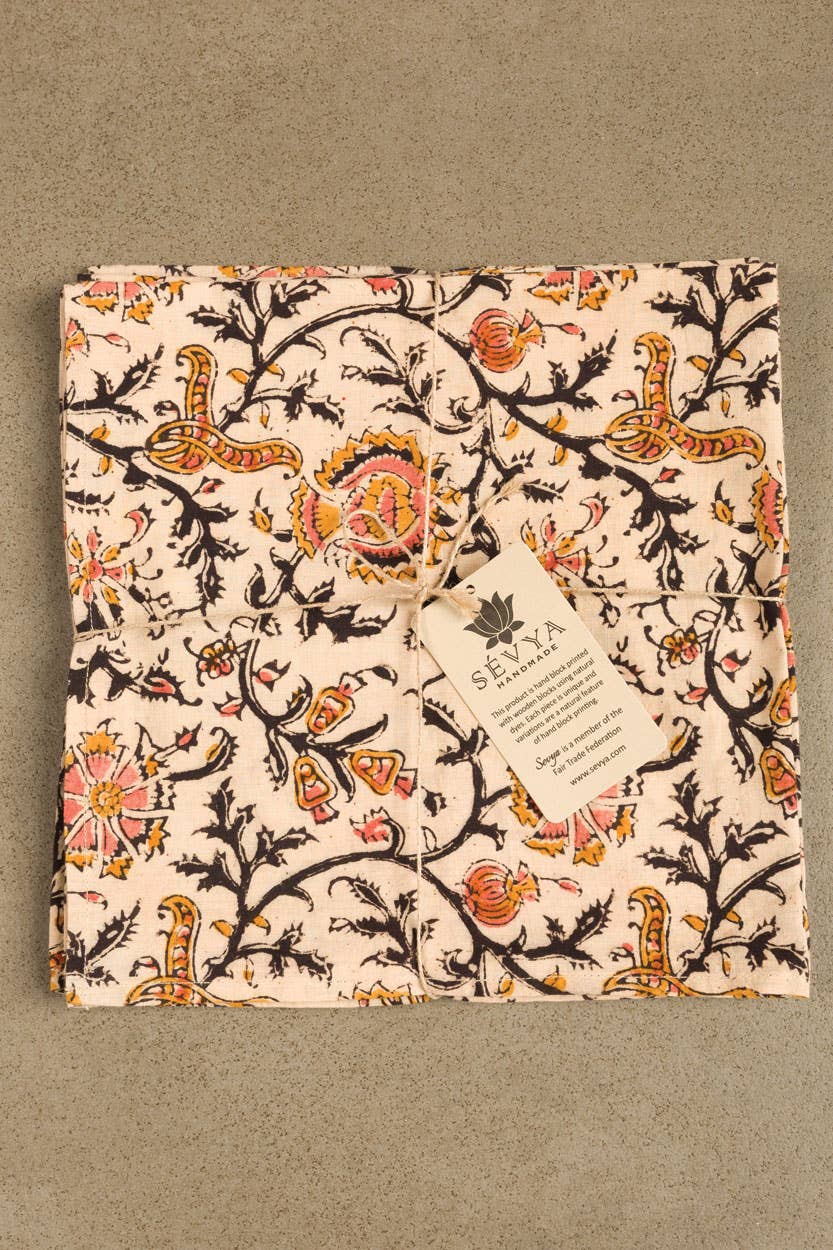 Gold & Rose Kalamkari Napkin Set