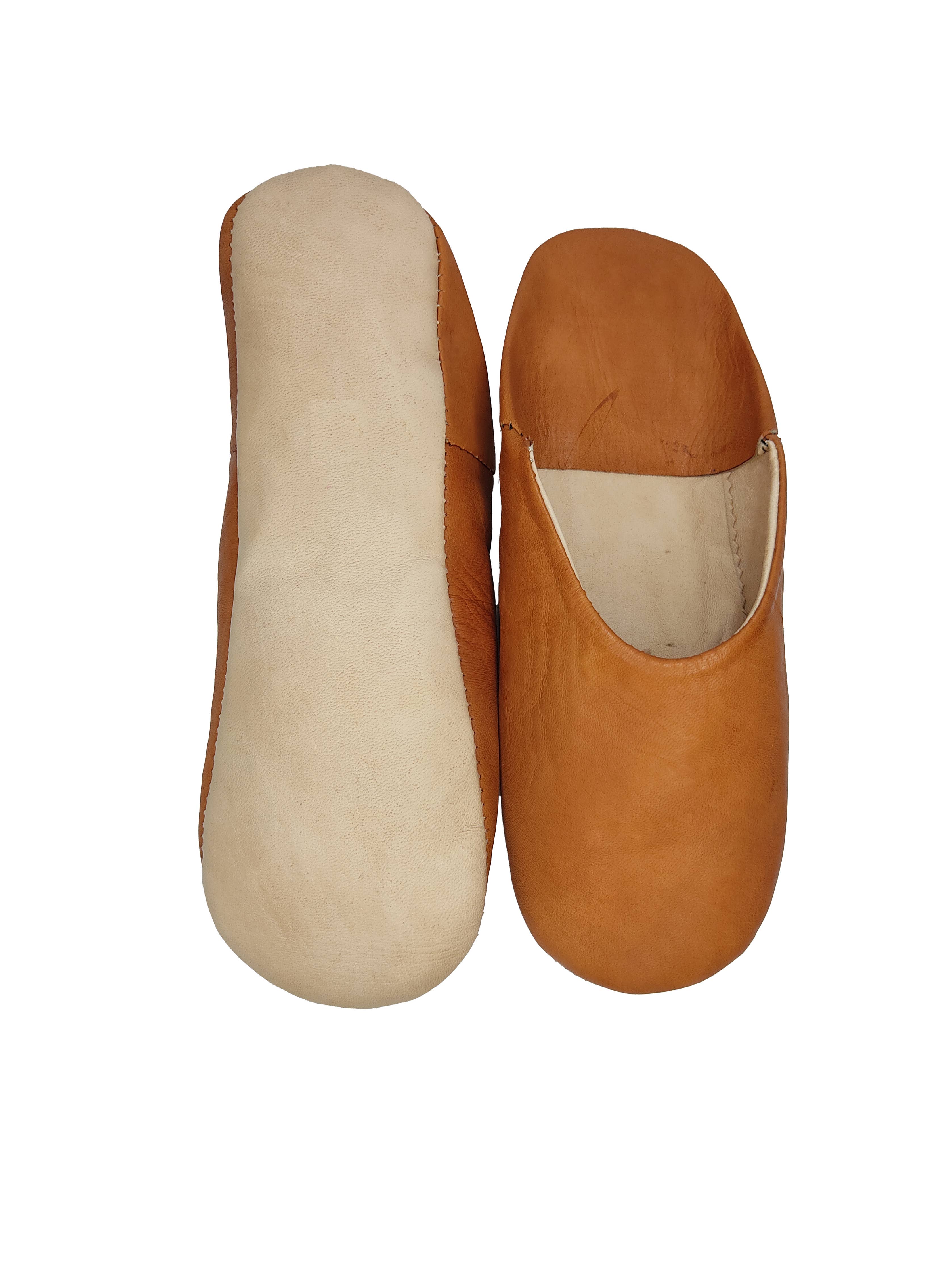 Womens Moroccan Babouche Slippers Handmade Caramel