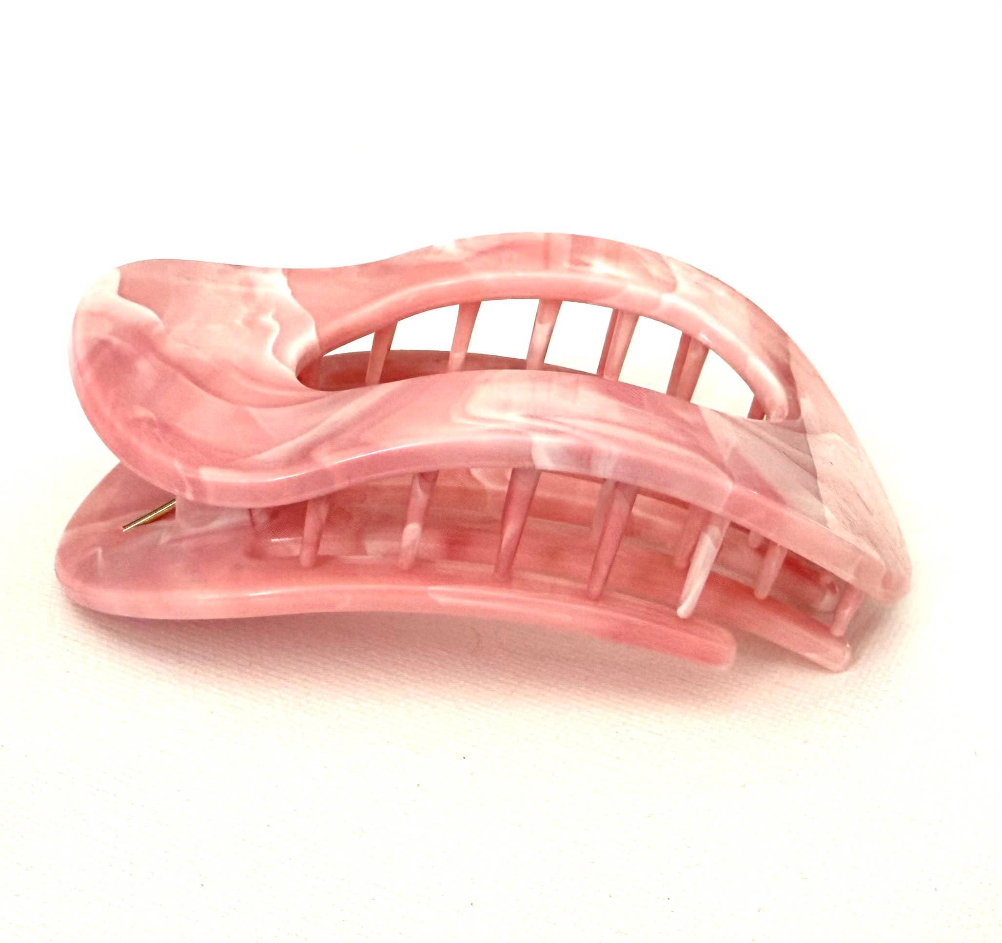 Flat Oval Hair Clip Accessory Pink Marble Hair Claw