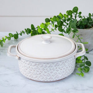 Basket Weave Stoneware Baker With Lid