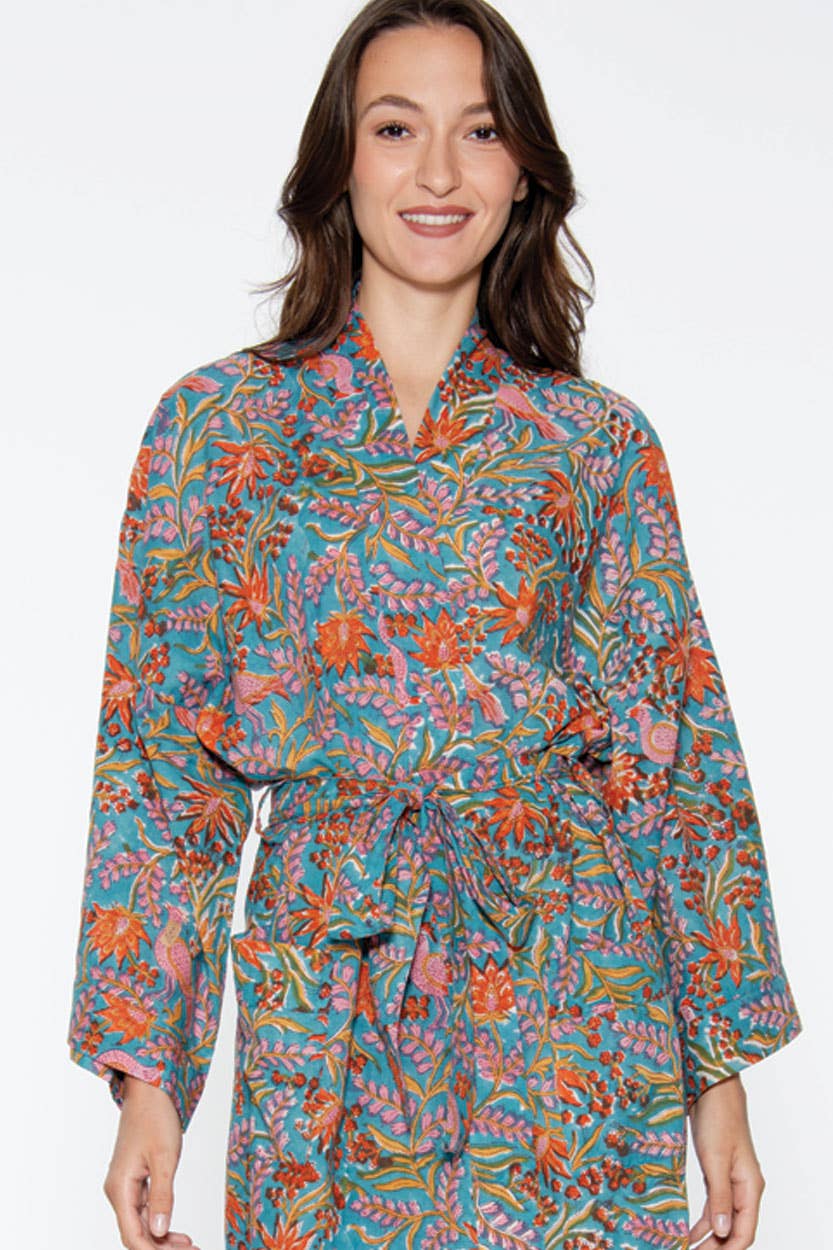 Reva Block Print Kimono Robes