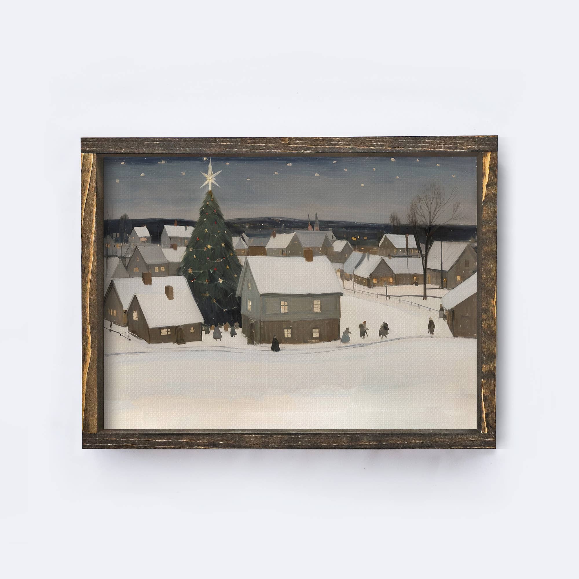 Snowy Christmas Village Wall Art | Christmas Wood Sign A226