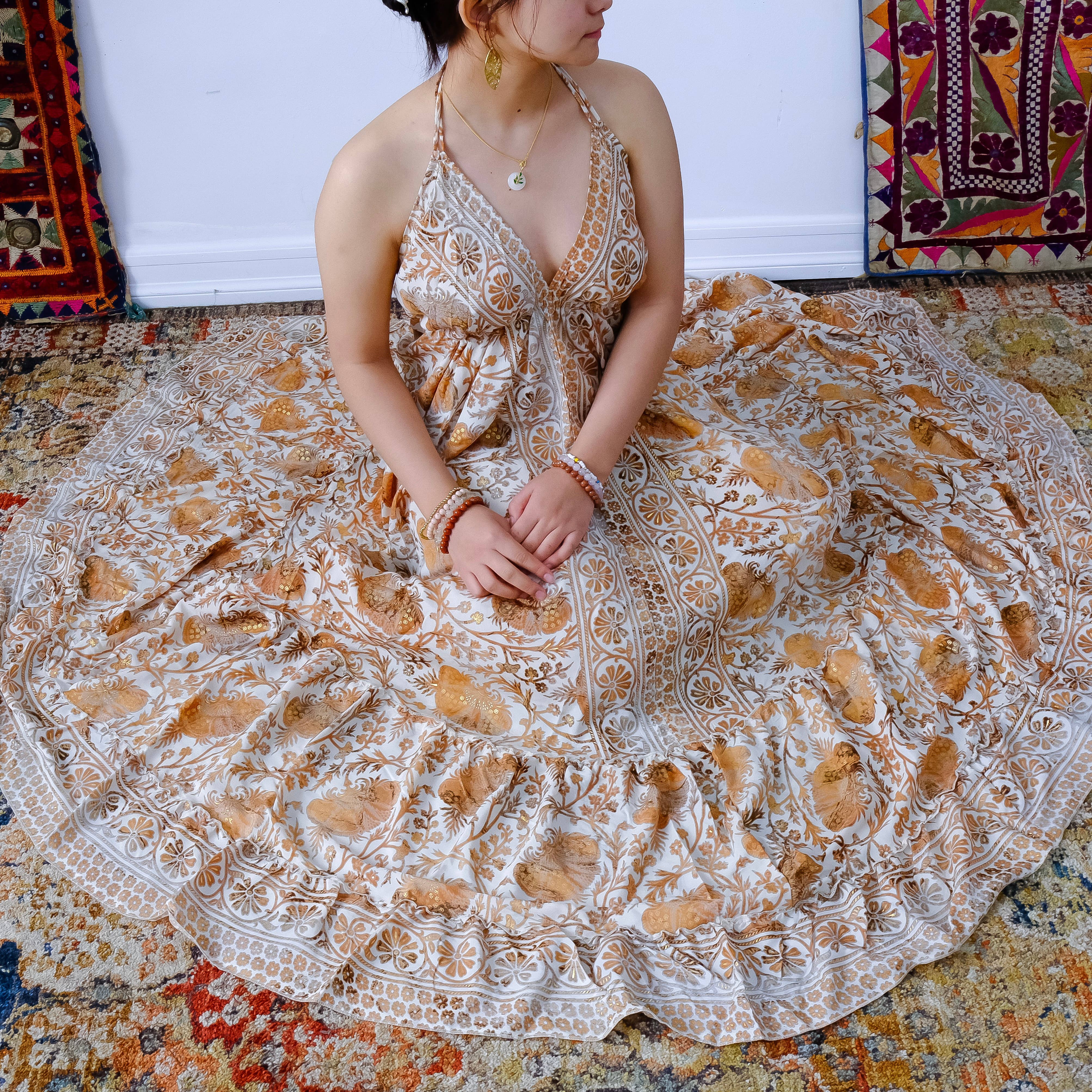 Recycled Silk Long Maxi Backless Dress