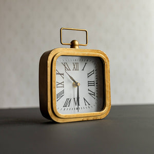 Henrie Rounded Brass Tabletop Clock With Handle And Glass