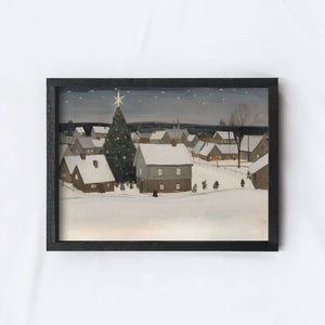 Snowy Christmas Village Wall Art | Christmas Wood Sign A226