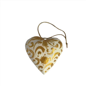 Painted Heart Ornament - Gold