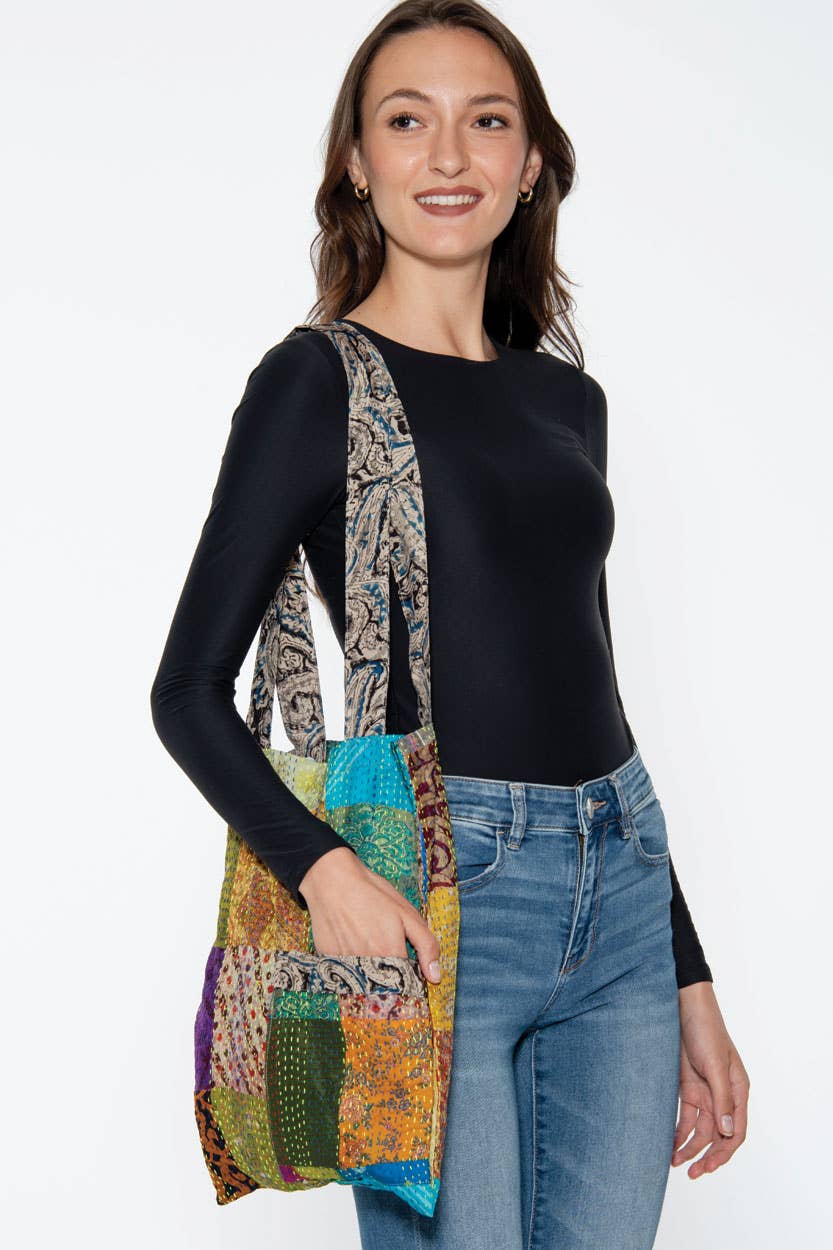 Silk Kantha Tote Bag