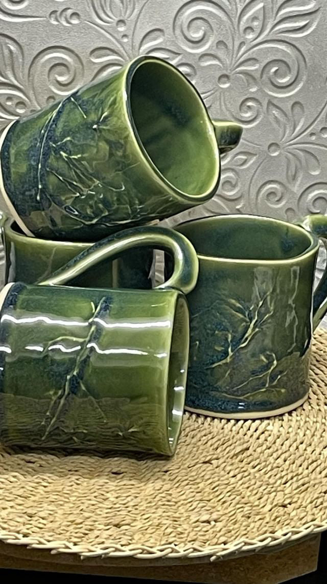 Pottery by Jackie Green Veined Mugs