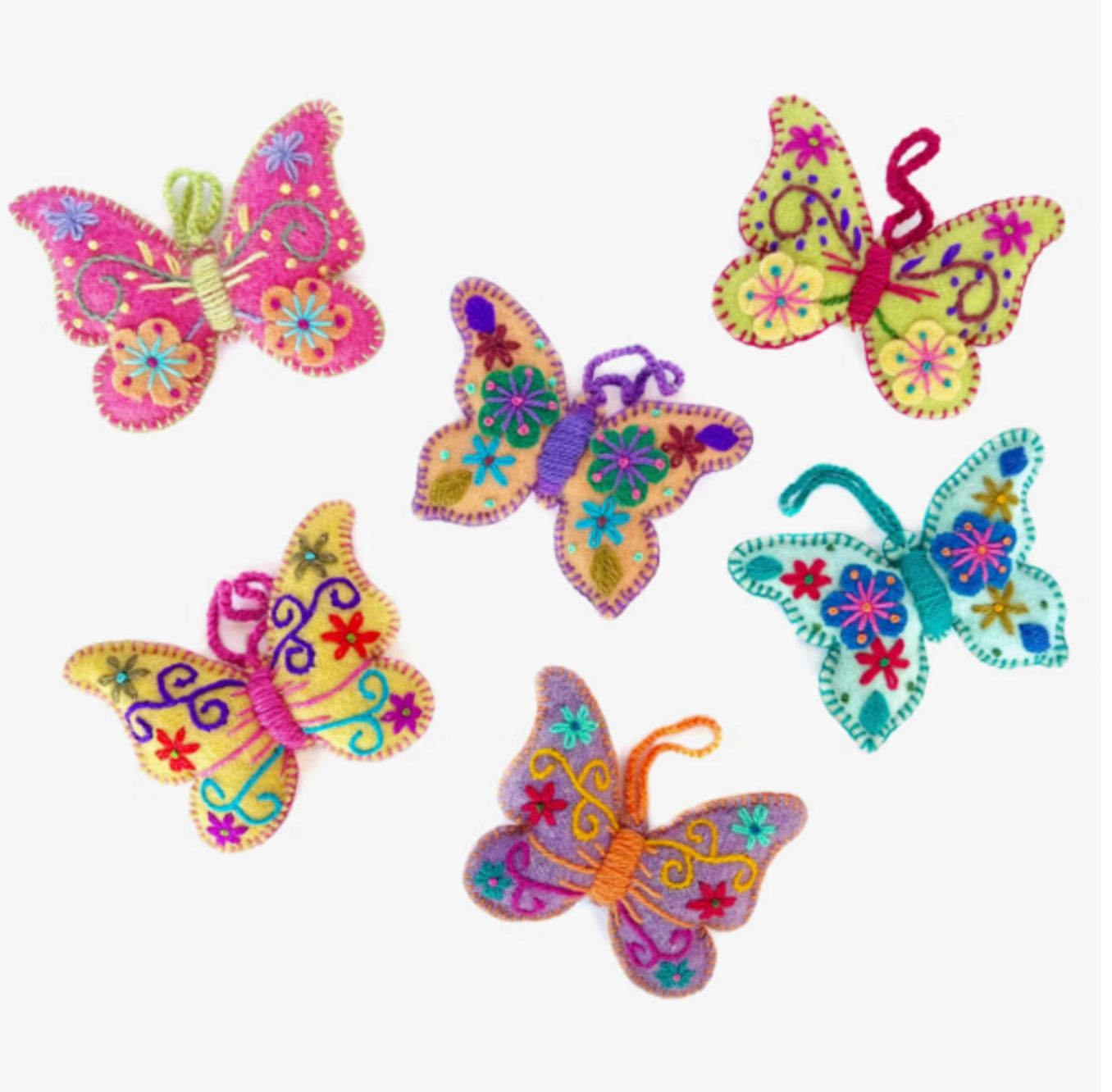 Fair Trade Ornament~ Peruvian Embroidered Butterflies- Various