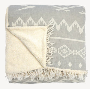 Turkish Cotton Fleece Lined Throws- Atlas Grey