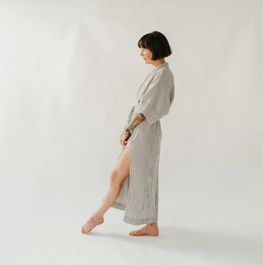 Striped Crinkle Cotton Robe