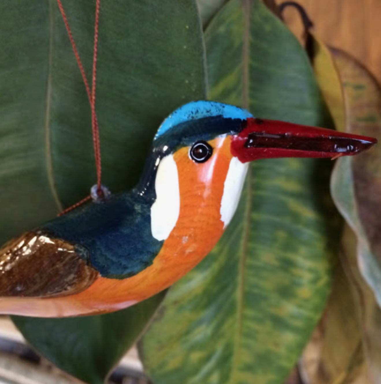 Fair Trade Ornament~ Kingfisher Wooden Bird