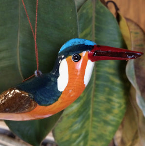 Fair Trade Ornament~ Kingfisher Wooden Bird