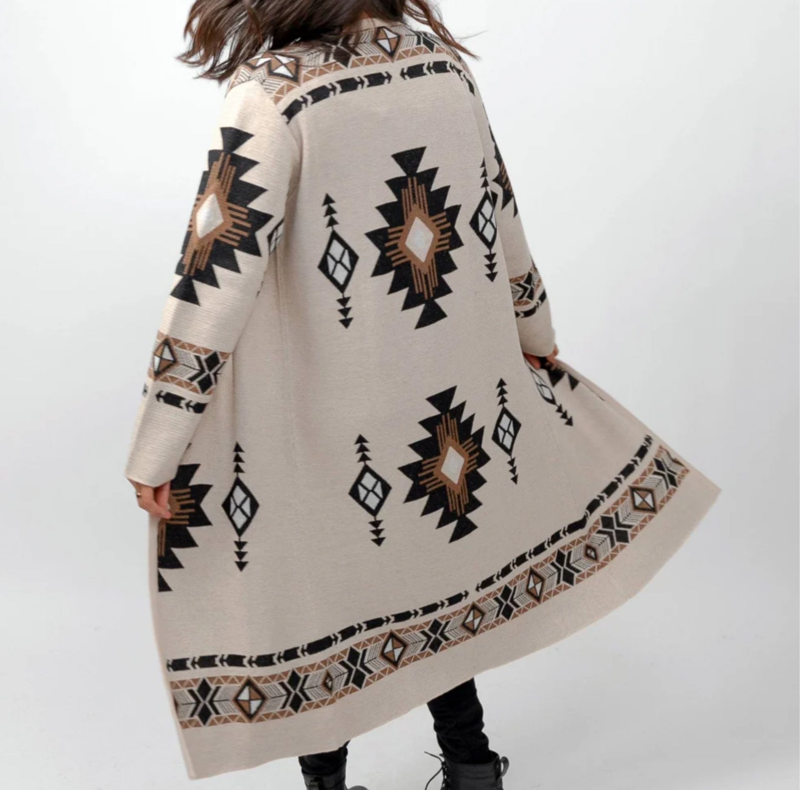 Long Jaquard Alpaca Sweater in Beige