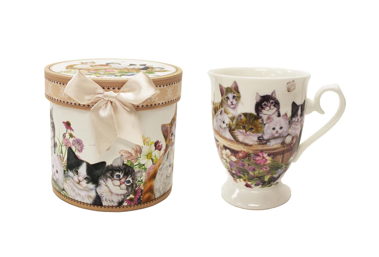 Cat  Mug Floral with Gift a box