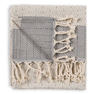 Lined Diamond Hand towel~ Slate