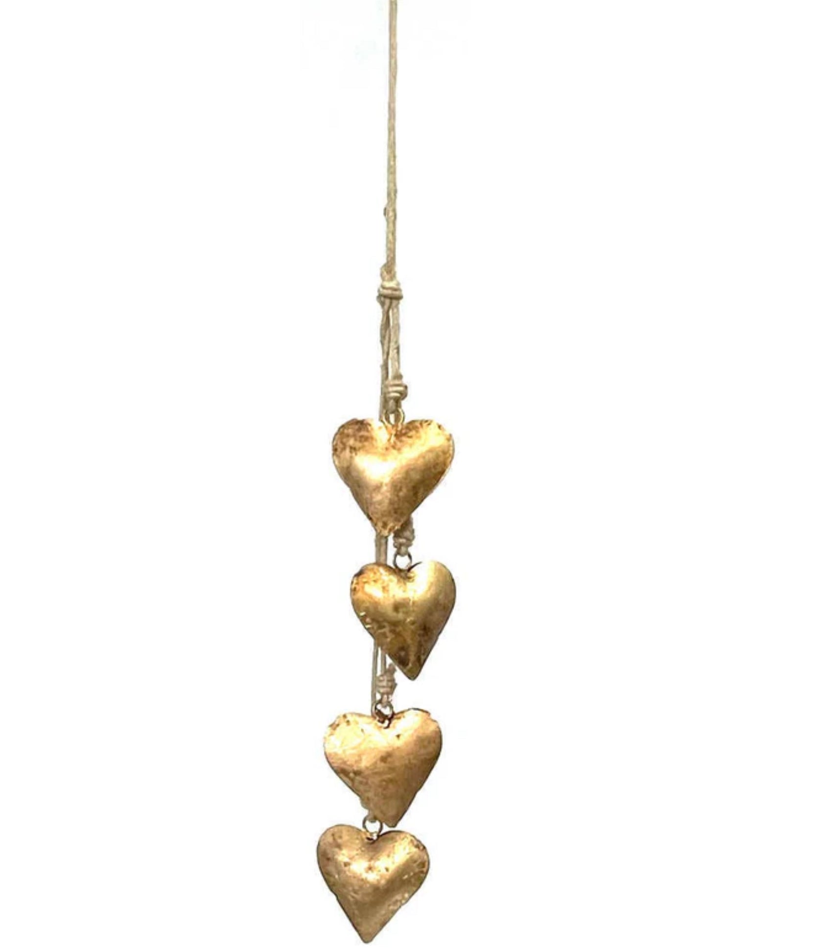 String of Iron Hearts - Rustic Gold 18"