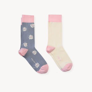 Lotus and Solid Socks~ pack of 2 Pima Cotton