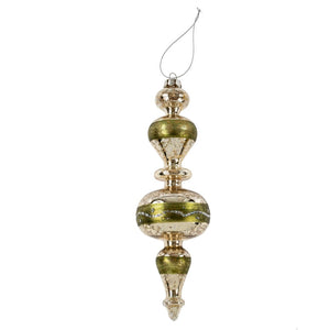 Ornament~ Ava Glass Spindle Lt Green