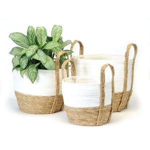 White Lined Baskets 3 sizes