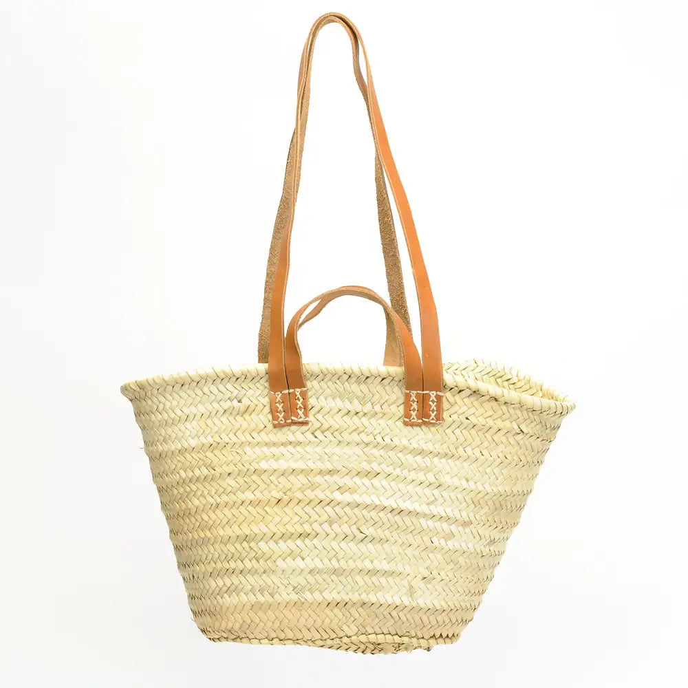 Medium Marrakech Market Basket with leather straps and Handles