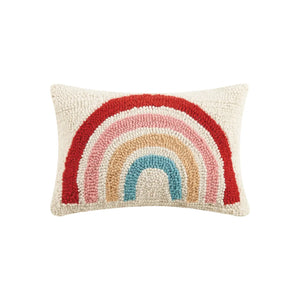 Rainbow Wool Hooked Pillow