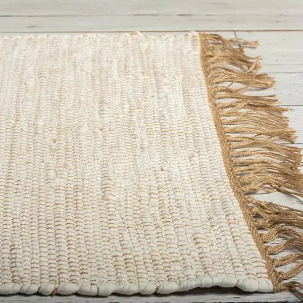 Woven Cotton and Jute Rug 2 x 3’