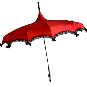 Boutique Pagoda Umbrella with Lace and Bows Red