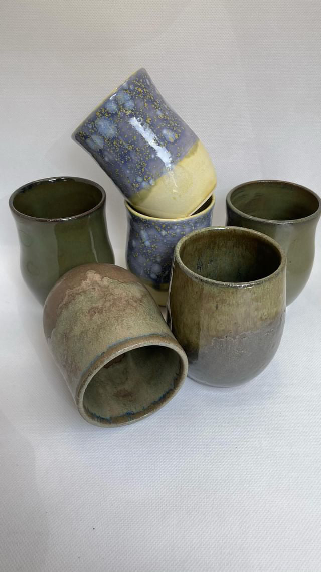 Pottery by Jackie Thumbprint  Cups